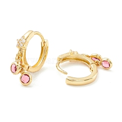 Серьги-кольца со звездами и кубическим цирконием с плоской круглой каплей EJEW-P196-19G-04