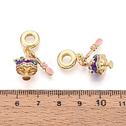 Европейские подвески-шармы из латуни с микропаве из прозрачных кубических цирконий и эмали KK-T079-72G