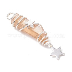 3 pieza de 3 estilos de colgantes envueltos en alambre de cobre puntiagudo de cristal de cuarzo natural galvanizado&nbsp;PALLOY-JF03767-07