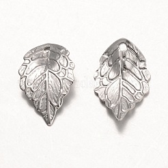 変色しにくい316サージカルステンレスペンダント  葉  ステンレス鋼色  17.5x10x0.5mm  穴：1mm&nbsp;X-STAS-K096-09P