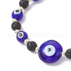 Браслеты из натуральной лавы и бусин ручной работы в технике лэмпворк&nbsp;BJEW-JB11984-02