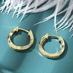 Серьги-кольца из латуни с микропаве из прозрачных кубических цирконий&nbsp;EJEW-D311-006G