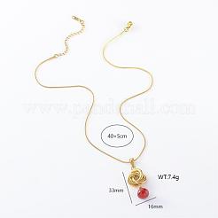 3 шт. тройное кольцо из нержавеющей стали во французском стиле с красным круглым кулоном для женщин DT9932