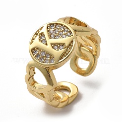 Открытые манжеты из латуни с микропаве и прозрачным цирконием для женщин RJEW-K289-02G-K