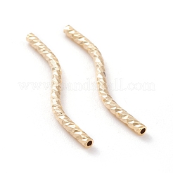 真鍮製チューブビーズ  長持ちメッキ  カーブビーズ  24KGP本金メッキ  25x1.5mm  穴：0.8mm&nbsp;KK-Y003-84C-G