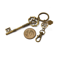 Подвеска в виде головы кошки из сплава и плоского круга со звездой и ключом HJEW-JM04093