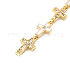 Подвески-соединители с 5 крестообразными звеньями из латуни с микропаве из прозрачного кубического циркония&nbsp;KK-H539-15G