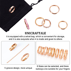 16 шт. 8 размера оправы для колец из нержавеющей стали с канавками RJEW-UN0002-76