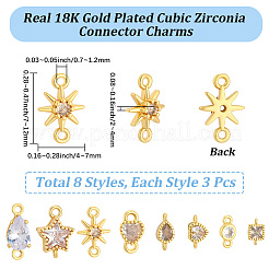 24 Stück 8 Stile Messing Pavé Zirkonia Verbinder Charms&nbsp;KK-BBC0028-50