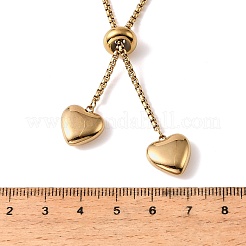 Verstellbare Lariat-Halsketten mit doppeltem Herzanhänger aus Edelstahl 304 für Damen&nbsp;NJEW-D327-01G