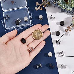 16 шт. 2-х цветные плоские круглые серьги-штанги из нержавеющей стали 304 EJEW-BBC0001-63