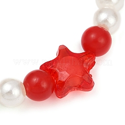 Окрашенный круглый натуральный малайзийский нефрит с абс пластиковыми бусинами из жемчуга эластичные браслеты для женщин BJEW-JB11643-03