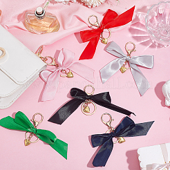 6 шт. 6-х цветный полиэстеровый бант-подвеска KEYC-AR00003