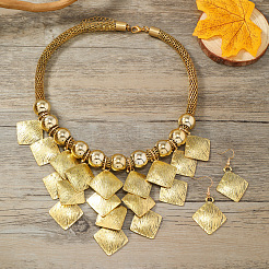 Комплект из ожерелья с подвеской в виде ромба и серег-подвесок из сплава&nbsp;FS-WG53DC8-01