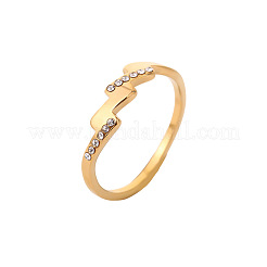 201 Fingerringe aus Edelstahl mit Strassen in Blitzform für Damen&nbsp;WG9E59A-02