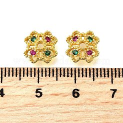 Колпачки для бусин из цветочной латуни с микропаве из кубического циркония KK-K300-01A-G