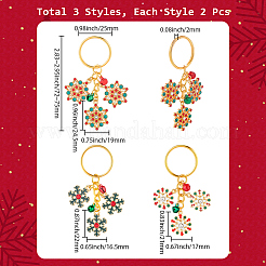 6шт 3-х стильный брелок из сплава со стразами&nbsp;KEYC-SC00012