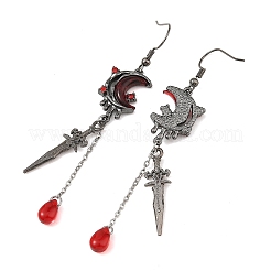 Pendientes colgantes de aleación con rhinestone y vidrio en forma de lágrima.&nbsp;EJEW-JE07513