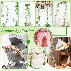 Rosa artificiale in rattan&nbsp;DJEW-WR0001-21A-02