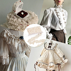 3 ярд хлопковой ленты с вышивкой цветов в складку OCOR-MA0001-14A