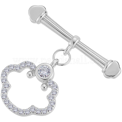 10шт латунь микро проложить прозрачные фианиты застежки-тоггл&nbsp;KK-BBC0021-02P