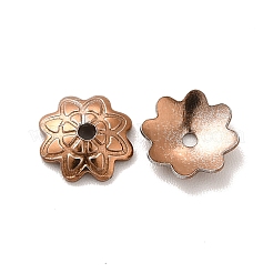 イオンプレーティング（IP）304ステンレススチールビーズキャップ  花  マルチ花弁  コーヒーゴールデン  7.5x7x2mm  穴：2mm&nbsp;STAS-F075-24CG