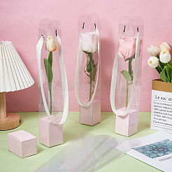 5 шт. прозрачных пластиковых упаковочных коробок для цветов с бумажными лотками и ручками-лентами&nbsp;CON-WH0107-69C