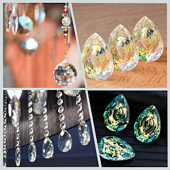 Граненые прозрачные стеклянные подвески в форме капли GLAA-SP0001-19A