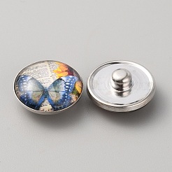 Schmuck-Druckknöpfe aus platiniertem Messing&nbsp;BUTT-WH0050-B01