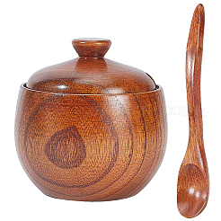 Контейнеры для хранения древесной соли с крышкой и ложкой&nbsp;AJEW-WH20073-003