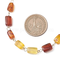 Ожерелья из натуральных янтарных кубовидных бусин&nbsp;NJEW-JN05914