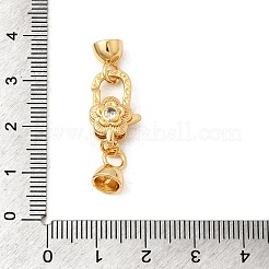 Blumen-Messing-Mikropflaster mit klaren Zirkonia-Karabinerverschlüssen&nbsp;KK-U059-49G