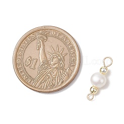 Подвески-коннекторы из натурального культивированного пресноводного жемчуга в виде картофеля и круглого гальванического немагнитного синтетического гематита PALLOY-JF04191-01