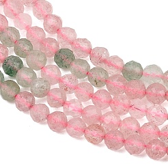 Perles de quartz fraise naturel rouge et vert à dégradé de couleurs&nbsp;GG-NH0007-D02-01