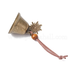 Железный колокольчик и подвесные украшения в виде солнца из сплава в тибетском стиле&nbsp;HJEW-JM03369