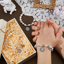 4 pulsera con dijes de cuentas de aleación religiosa&nbsp;BJEW-DC0001-32