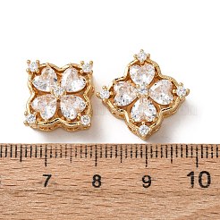 Maillons multirangs en laiton pavé de zirconiums cubiques carrés avec fleur&nbsp;KK-K422-04G-02