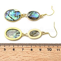 Серьги-подвески из натуральной латунной раковины морского ушка EJEW-F388-01A-G