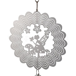 Бабочка 201 нержавеющая сталь 3d wind spinner со стеклянной подвеской&nbsp;HJEW-E011-01P-02