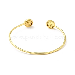 Прозрачный кубический цирконий плоский круглый открытый браслет-манжета&nbsp;BJEW-M231-02G