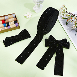 Ruban de velours en polyester avec strass acrylique&nbsp;OCOR-WH0097-80B