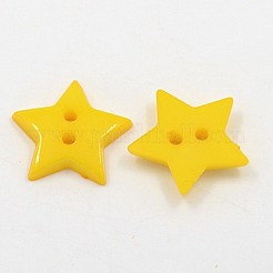 アクリル縫い付け用ボタン  プラスチックボタン  2穴  染め  スター  ゴールド  19x3mm  穴：1.5mm&nbsp;BUTT-E070-A-03