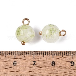 合金ガラスペンダント  ラウンドチャーム  ゴールドカラー  ツートン  ダークシーグリーン  14.5x10mm  穴：2.5mm&nbsp;GLAA-P080-04G-10
