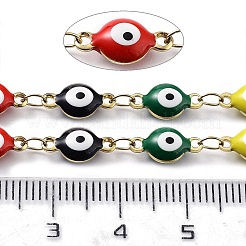 イオンプレーティング（IP）304ステンレスリンクチェーン  樹脂とエナメルと糸巻き付き  溶接されていない  18KGP本金メッキ  目  カラフル  11x6x4mm  約32.81フィート（10m）/ロール&nbsp;CHS-C011-08G-02