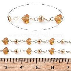 Цепочки из латунных и стеклянных бусин ручной работы CHC-L051-03KCG-05