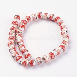 Ручной цветок печатных фарфоровые керамические бусины нити PORC-J006-A07