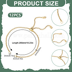 12 Stück Ionenplattierung (IP) 304 Edelstahl Rolo Kette Schieber Armband machen&nbsp;AJEW-HY00003