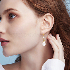 26 шт. 26 стиля подвески-слезинки из натуральной ракушки с золотистыми металлическими буквами&nbsp;SHEL-SC0001-93