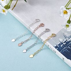 4ピースアジャスターチェーン、スプリングクラスプ付き、スターリングシルバーエクステンダーチェーン、ネックレス、ブレスレット、アンクレット、取り外し可能なアジャスターチェーンチャーム、DIYジュエリー作成アクセサリー用。  ミックスカラー  50mm  4色  1pc /カラー&nbsp;JX627A