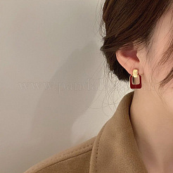 Прямоугольные серьги-гвоздики из сплава с эмалью&nbsp;FS-WG08EF2-01